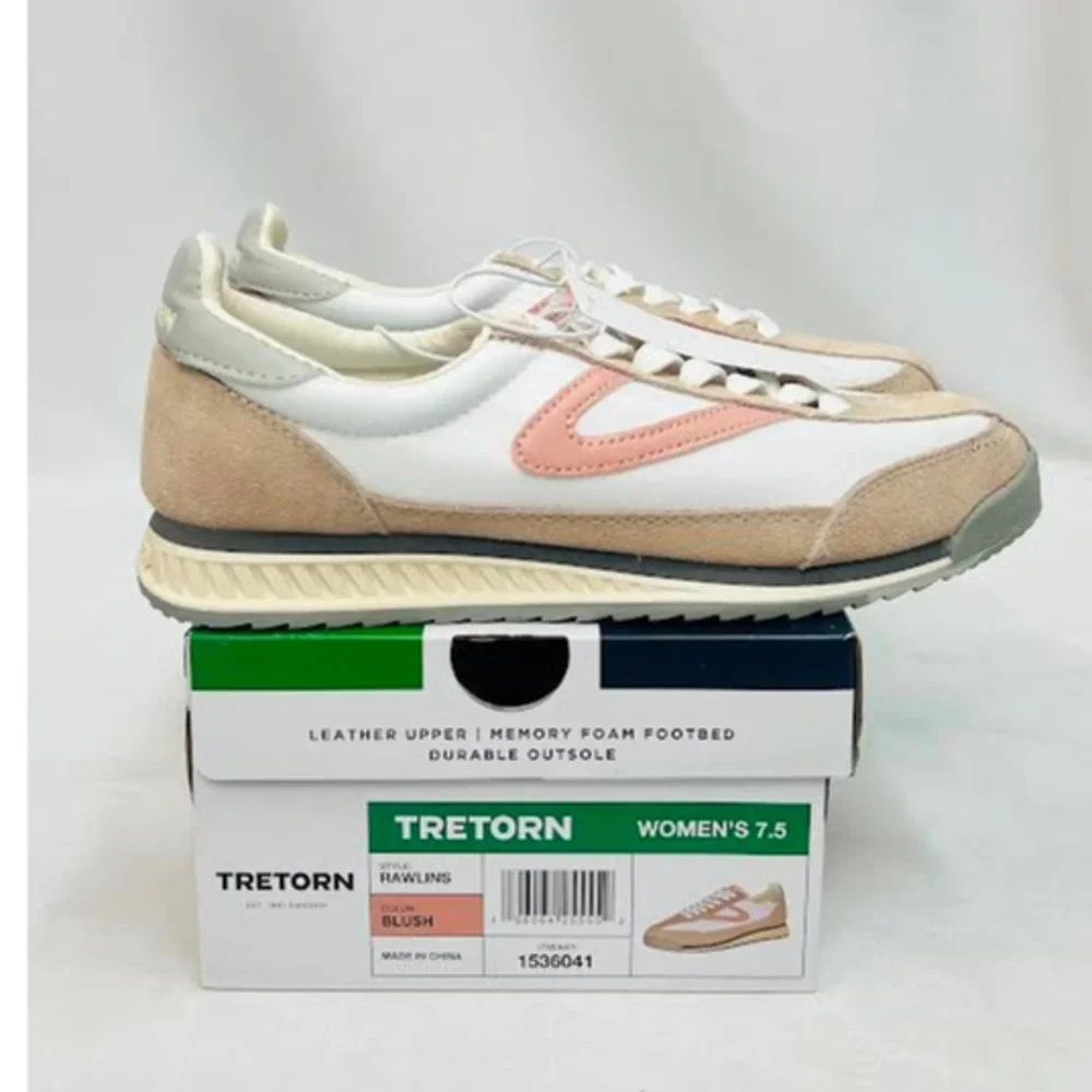 Tretorn Women's Rawlins‎ Retro Lace-up Sneaker Blush 6 NEW